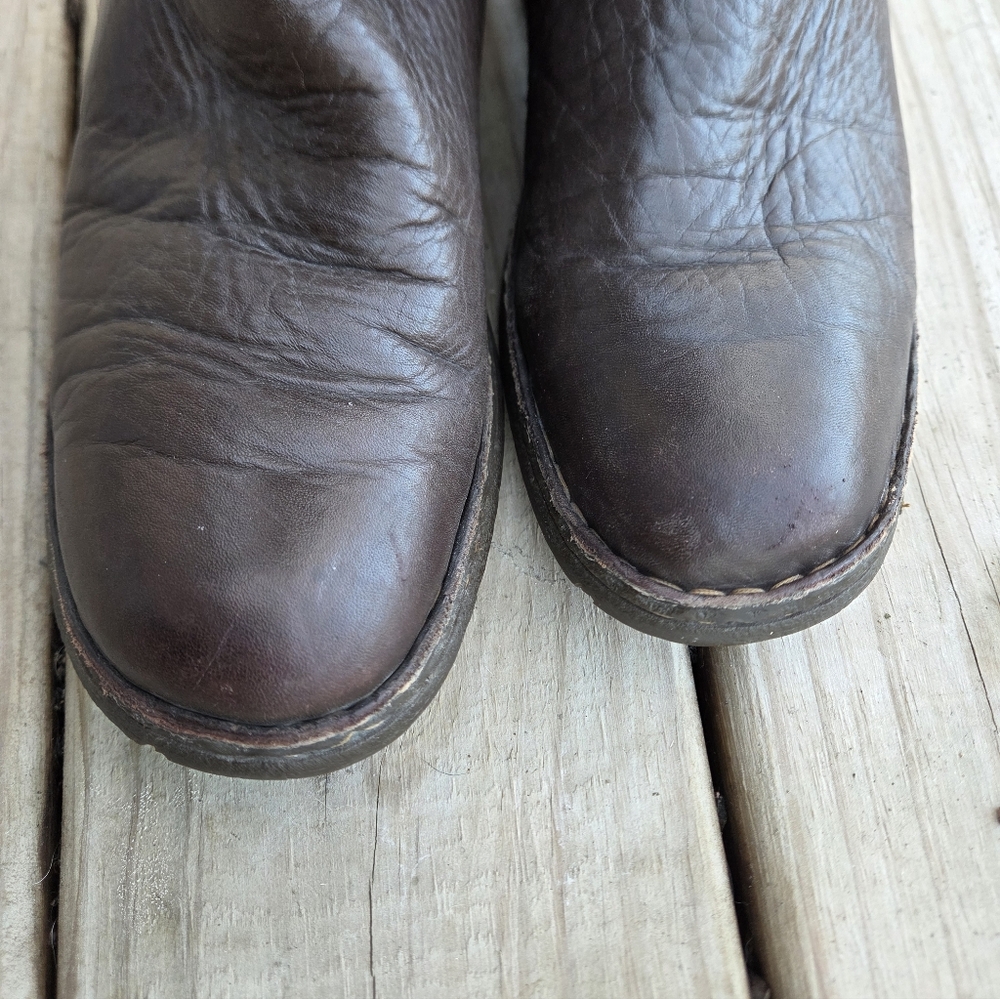 Born Size 8 Riding Boots, Lined Tobacco Brown Leather And Suede - Picture 6 of 9